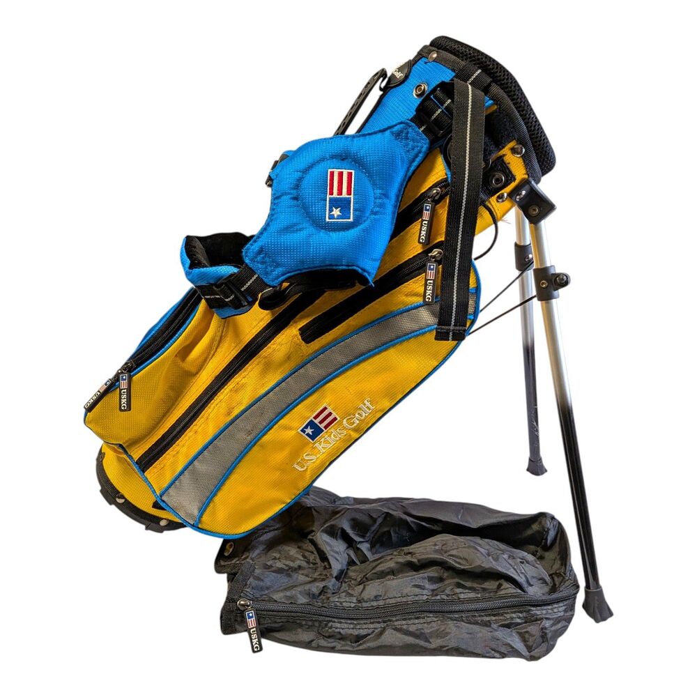 USKG US Kids Golf Bag Ultralight UL-63 Stand Yellow Blue Dual Strap 34" Tall